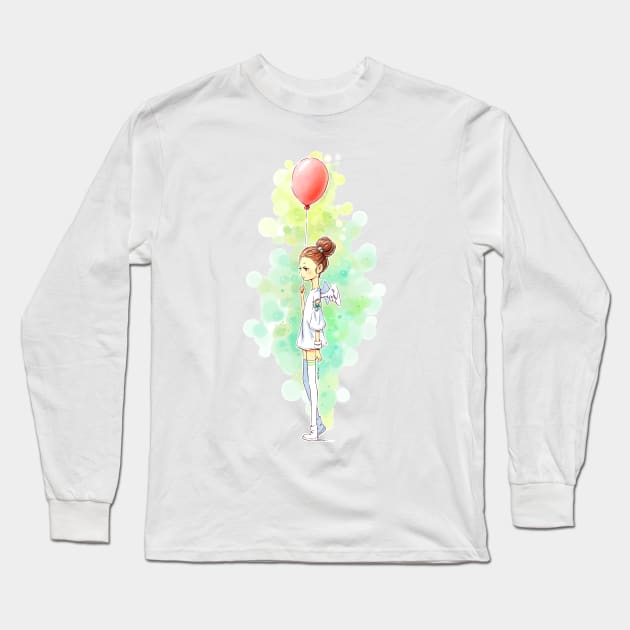 Balloon Girl Long Sleeve T-Shirt by Freeminds